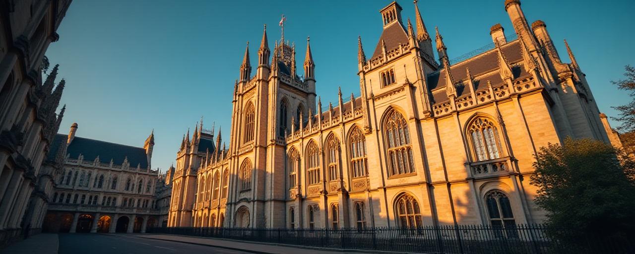 The Royal Courts of Justice in London representing the authoritative nature of English law